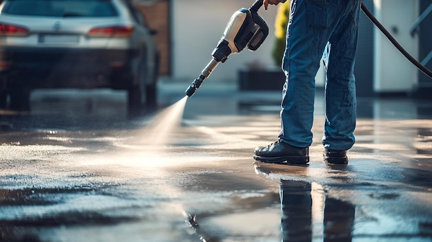 Pressure Washing the Road