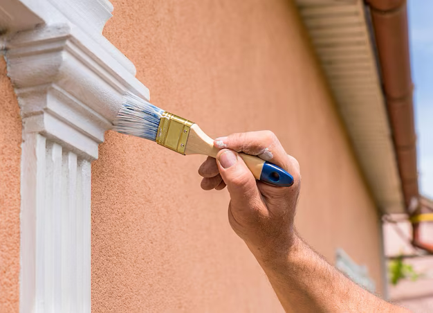 close up details painting walls industrial worker using roller other tools painting 260899 929