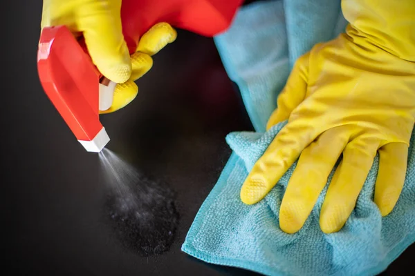 Close-up view of cleaning products, surface disinfection concept.