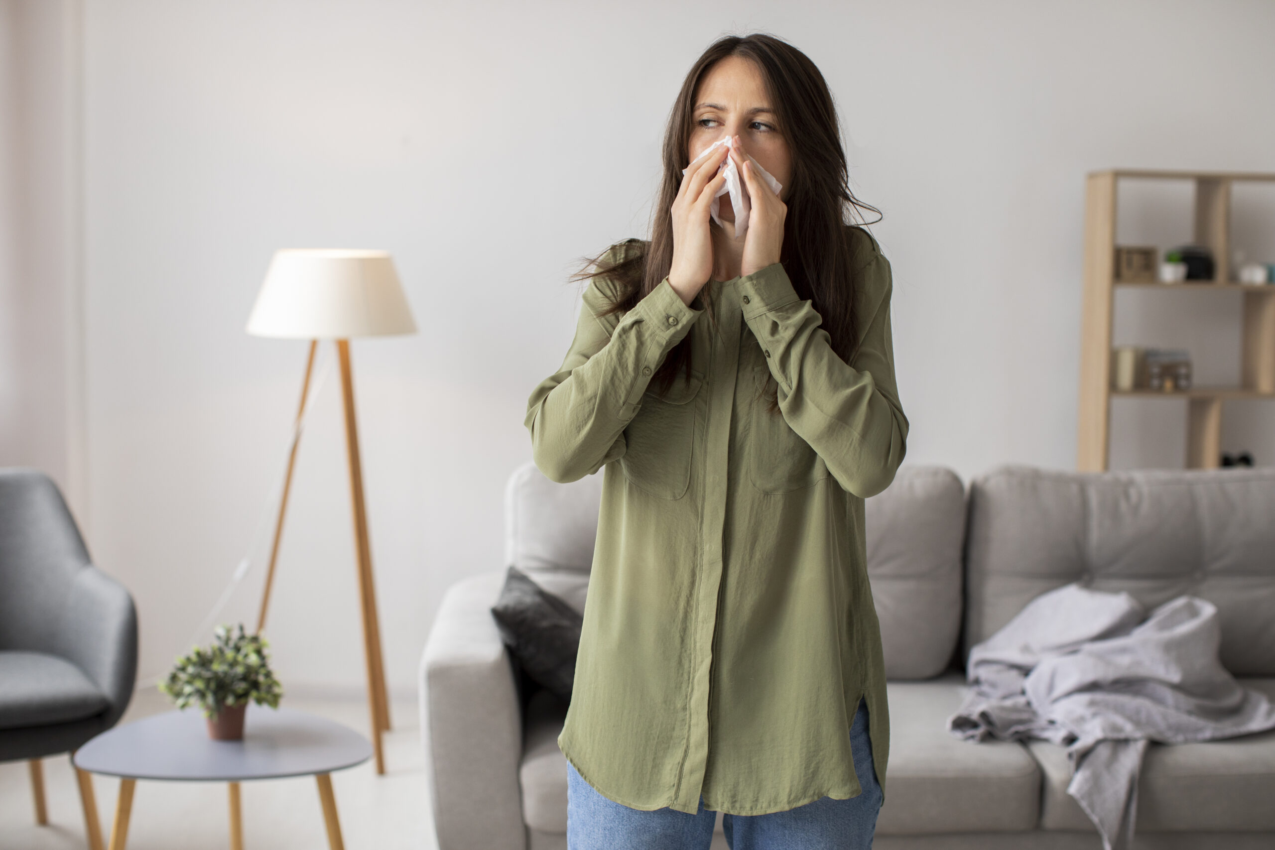 A woman having issues breathing