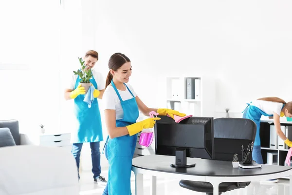 Professional cleaners providing cleaning services. 